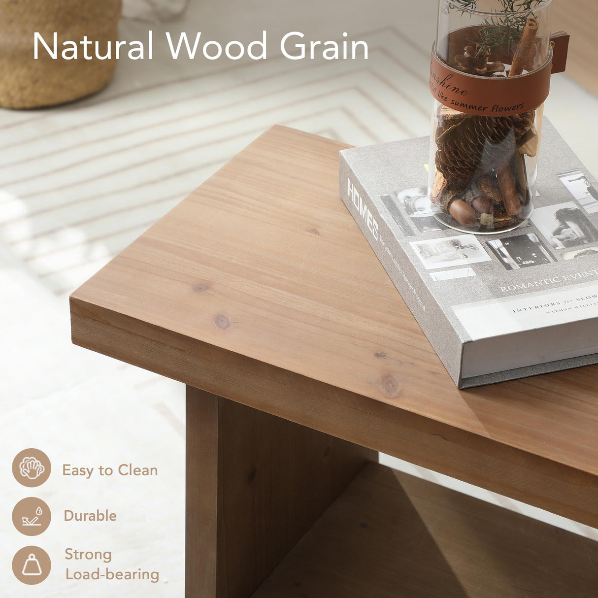 HOKYHOKY Solid Wood Entryway Bench - 31.5" Farmhouse Small Storage Bench, Rustic Narrow Bench Seat for Indoor, Entryway, Dining Room, Living Room and Hallway, Brown HOKYHOKY