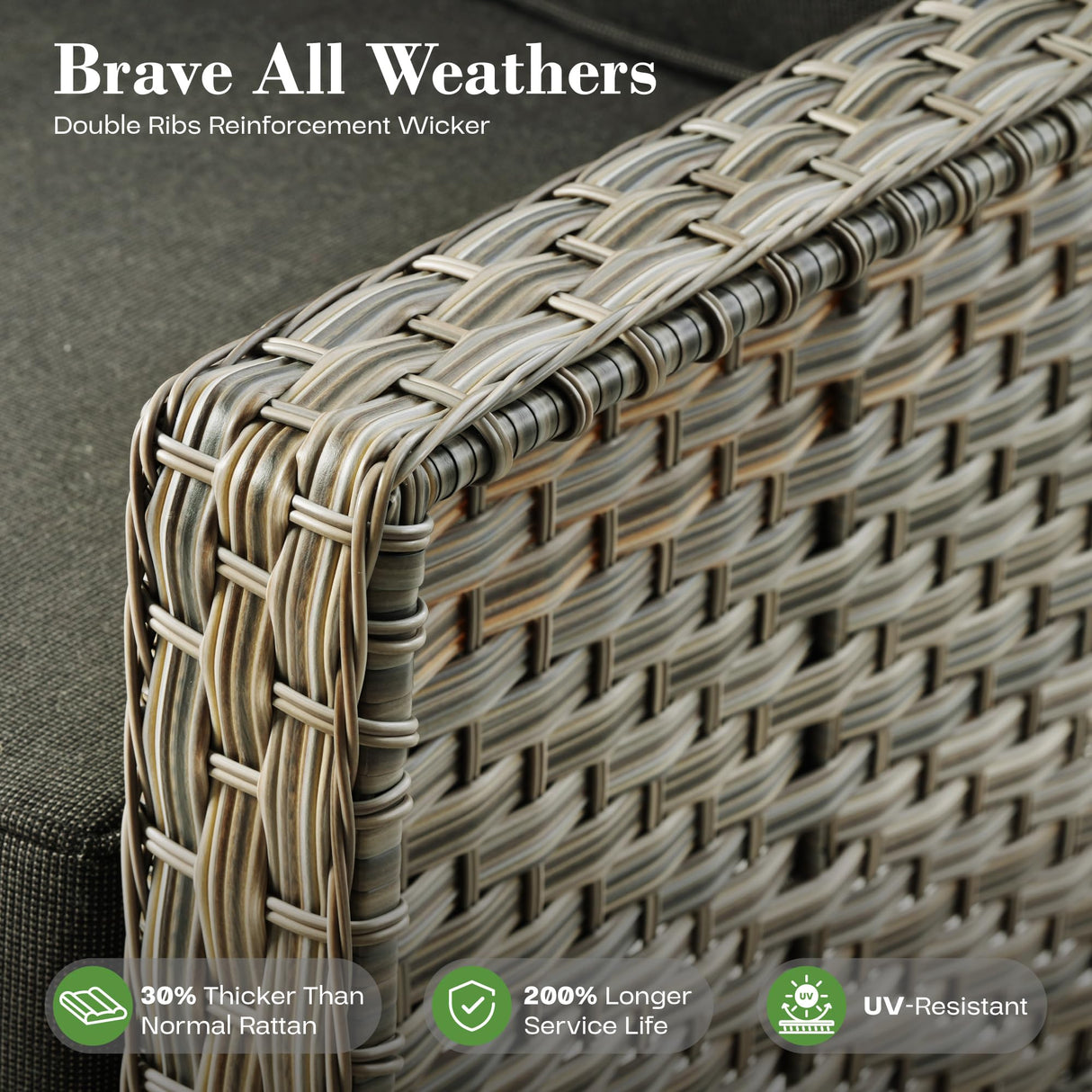 10 Piece Outdoor Patio Furniture with Swivel Rocking Chair, Rattan Wicker Conversation Set with Glowing Coffee Table, Sectional Single Chairs for Porch Balcony Backyard Pool,Black ovios