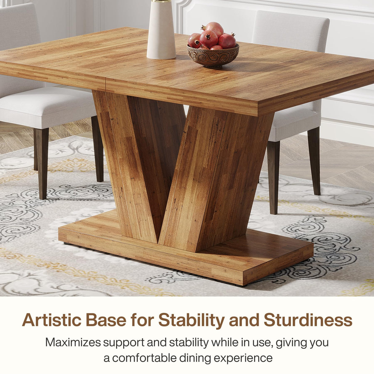 Tribesigns 47-Inch Dining Table for 4, Walnut Brown Kitchen Dinner Table with Heavy Duty Pedestal, Farmhouse Wooden Eating Table for Home, Dining Room, Small Space Tribesigns