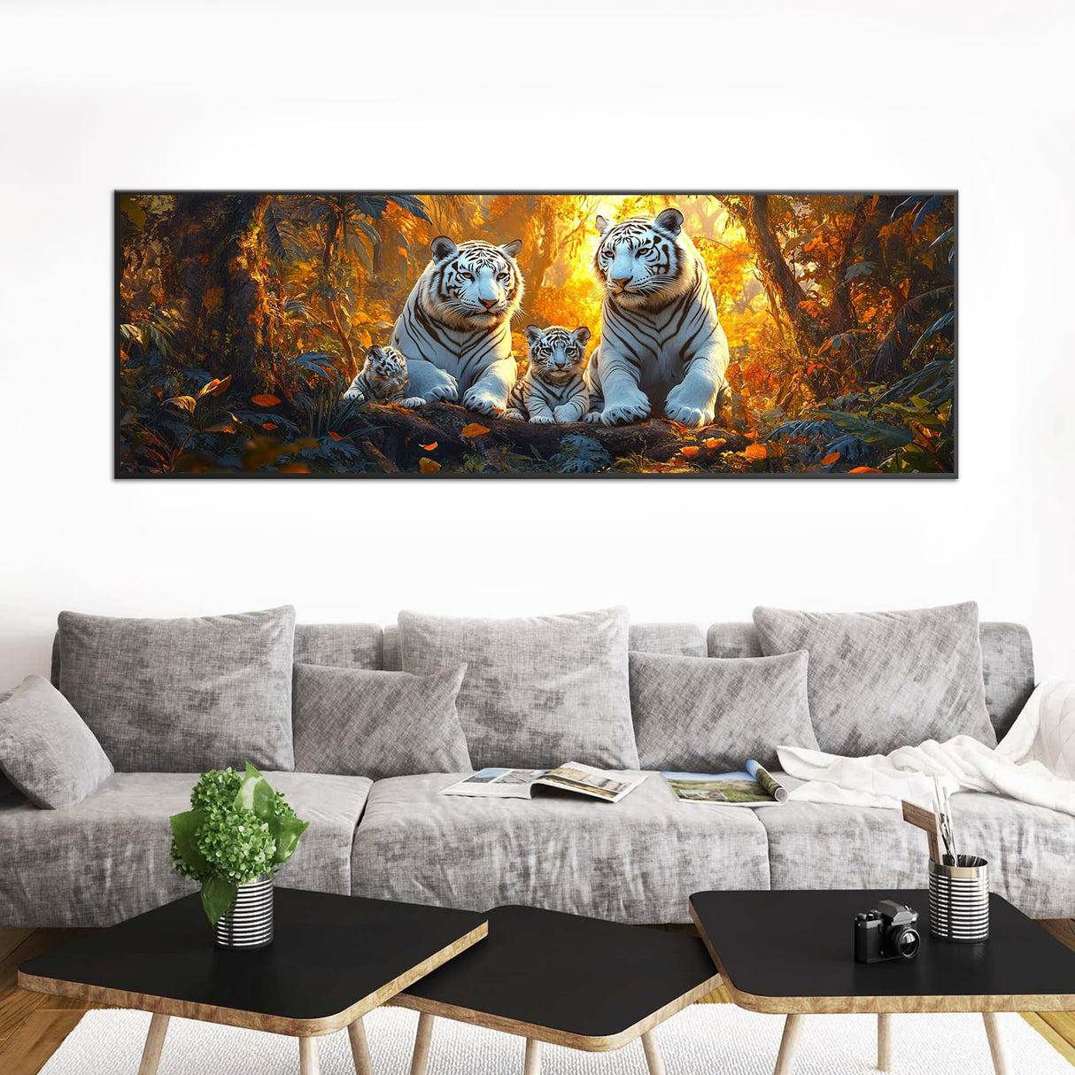 Pavemlo 5D Large Diamond Art Kits for Adults Tiger, Full Drill Big Diamond Painting Kits Animal Pictures Paint with Diamonds, DIY Cross Stitch Art Rhinestone Craft for Home Wall Decor 12x31.5 inch Pavemlo