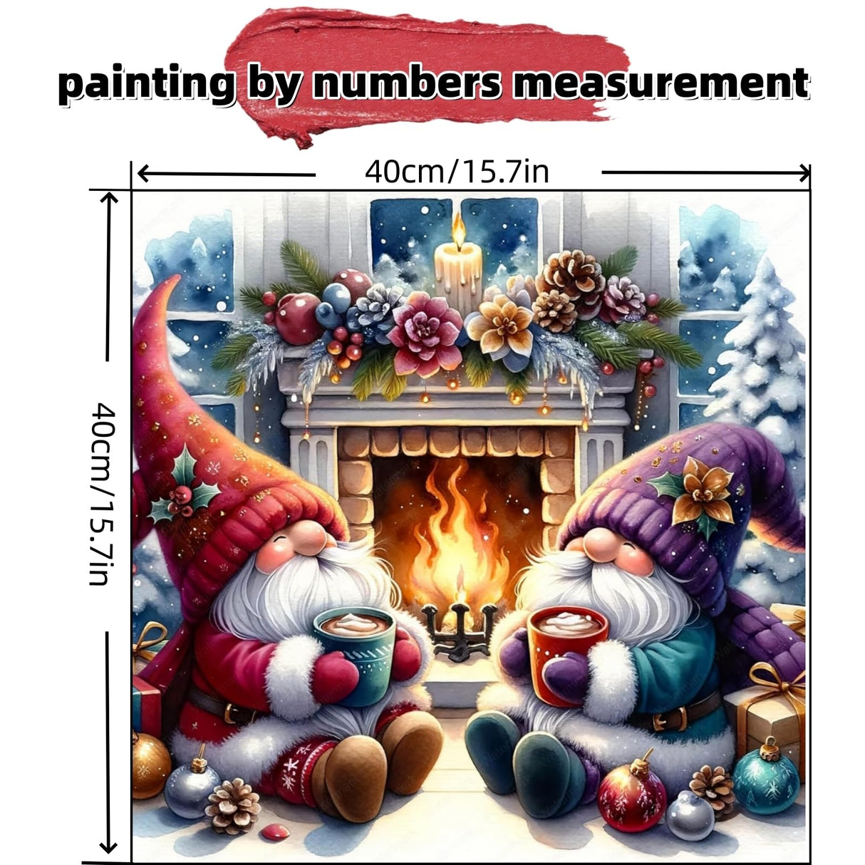 Paint by Numbers Kit for Adults Beginner, Christmas Gnome Easy Paint by Number Kits on Canvas Without Framed,DIY Acrylic Oil Painting Adults Paint by Numbers Kits for Home Wall Decor 16x16 Inch. JYXSJYYD