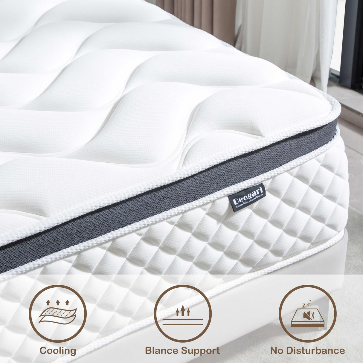 Deegari King Mattress,12 Inch King Size Mattress in a Box,Gel Memory Foam and Innerspring Hybrid Mattress with Individual Pocket Spring for Motion Isolation,Pressure Relief,Medium Firm Feel Deegari