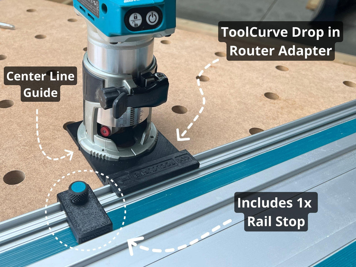 ToolCurve Guide Rail Adapter Compatible with Makita Router - Made in USA ToolCurve