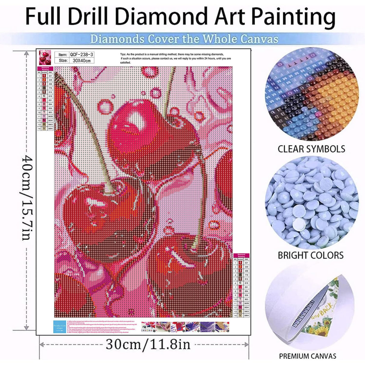 EIBEILI Diamond Art Kits for Adults, 3-Pack Fruit Diamond Painting Kits for Beginner Round 5D Full Drill Diamond Dots Crafts for Home Wall Decor Gifts 12x16 Inch EIBEILI