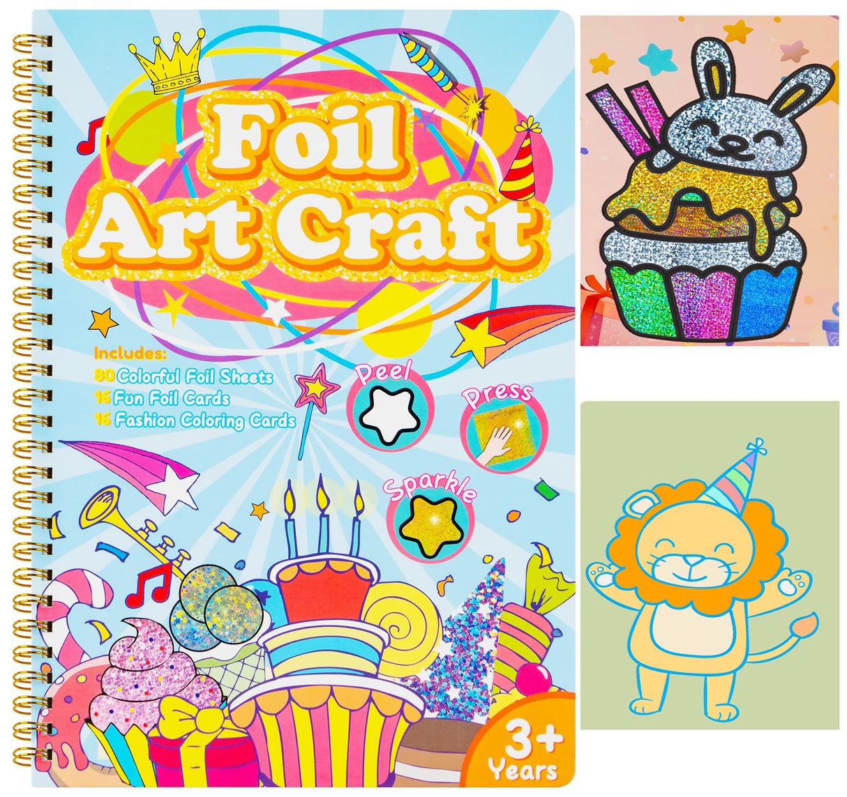 ilauke Art Craft Activity for Kids, No Mess DIY Creative Birthday Foil Art Kits, 2-in-1 Creative Travel Book for Girls Age 4-9, Idea Stuffers Valentines Gifts for Girls Boys, Travel Activities ilauke