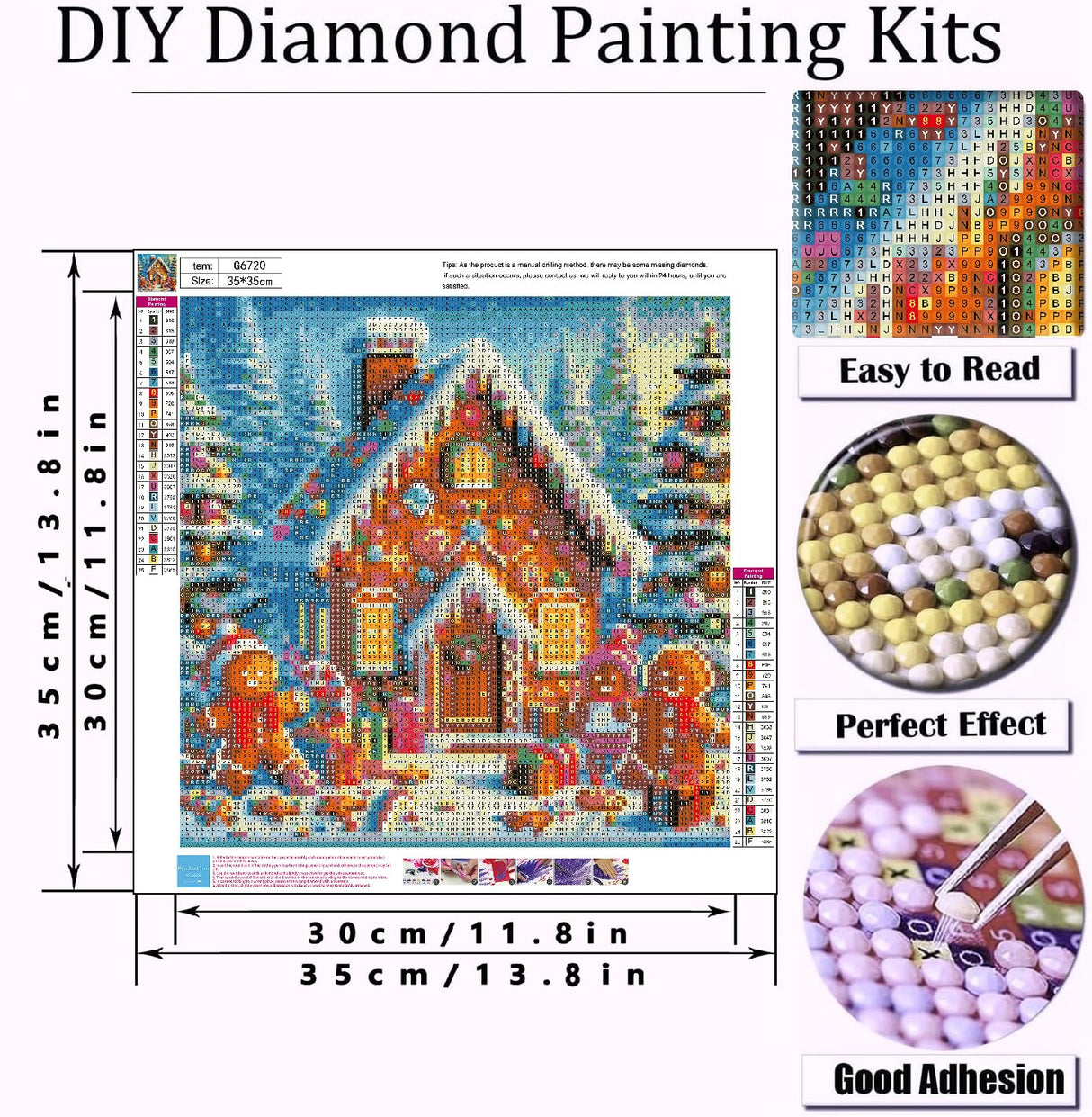 Mrnsiet Chirstmas Diamond Painting Kits for Adults, Candy House Diamond Art Kit for Beginners, DIY Full Drill Winter Painting Gem Art Painting Kits 14x14Inch Mrnsiet
