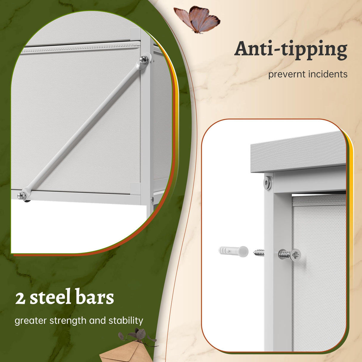 EnHomee 51" H White Dresser with 15 Drawers Dresser for Bedroom with Charging Station & LED Lights & Hutch Sturdy Bedroom Dressers, Steel Frame, Wood Top, 51.2" H x 39.3" W x 11.8" D EnHomee