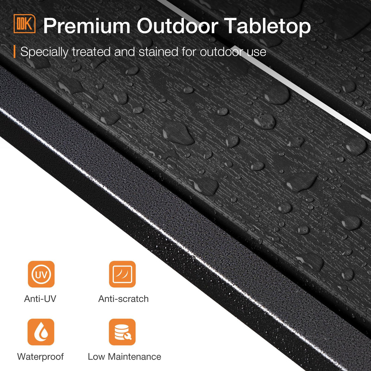 ODK 47 Inch Outdoor Bar Table, Patio Counter Bar Height Table with Weather Resistant Waterproof Top for Garden, Hot Tub, Yard, Balcony, Poolside, Indoor (Black) ODK