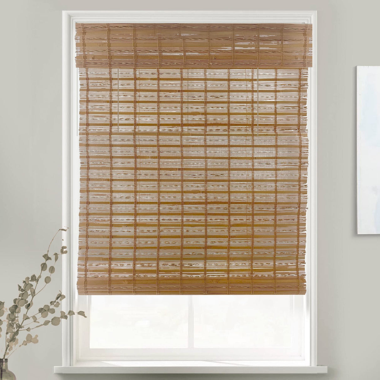 MOOD Custom Bamboo Shades | TWIRL | Cordless Bamboo Roman Shades for Windows and Doors (Natural Woven) | Maple Twirl (Sheer) | Custom Size Mood