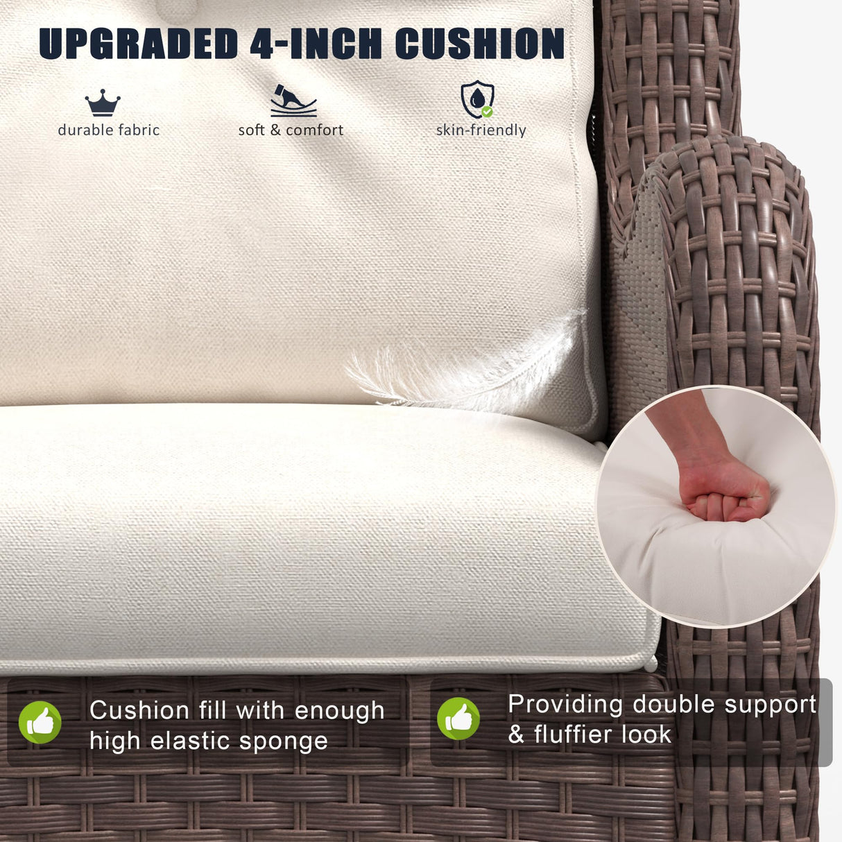 LayinSun 8 Pieces Outdoor Patio Furniture Set with Fire Pit Table, Rattan Wicker Sectional Swivel Rocker Chairs Sets with Ottomans, Swivel Glider Chair and Coffee Table LayinSun