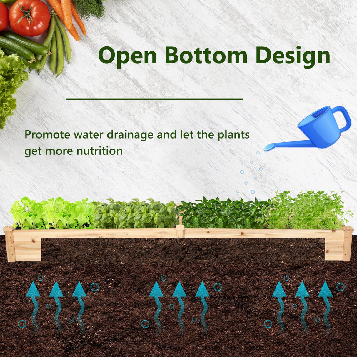 COSTWAY Raised Garden Bed, Wooden Planter Box Stand for Vegetables, Fruits, Herbs, Flowers, Garden Planting Bed Kit for Outdoor, Backyard, Patio, Lawn, 91" x 24" x 9" COSTWAY