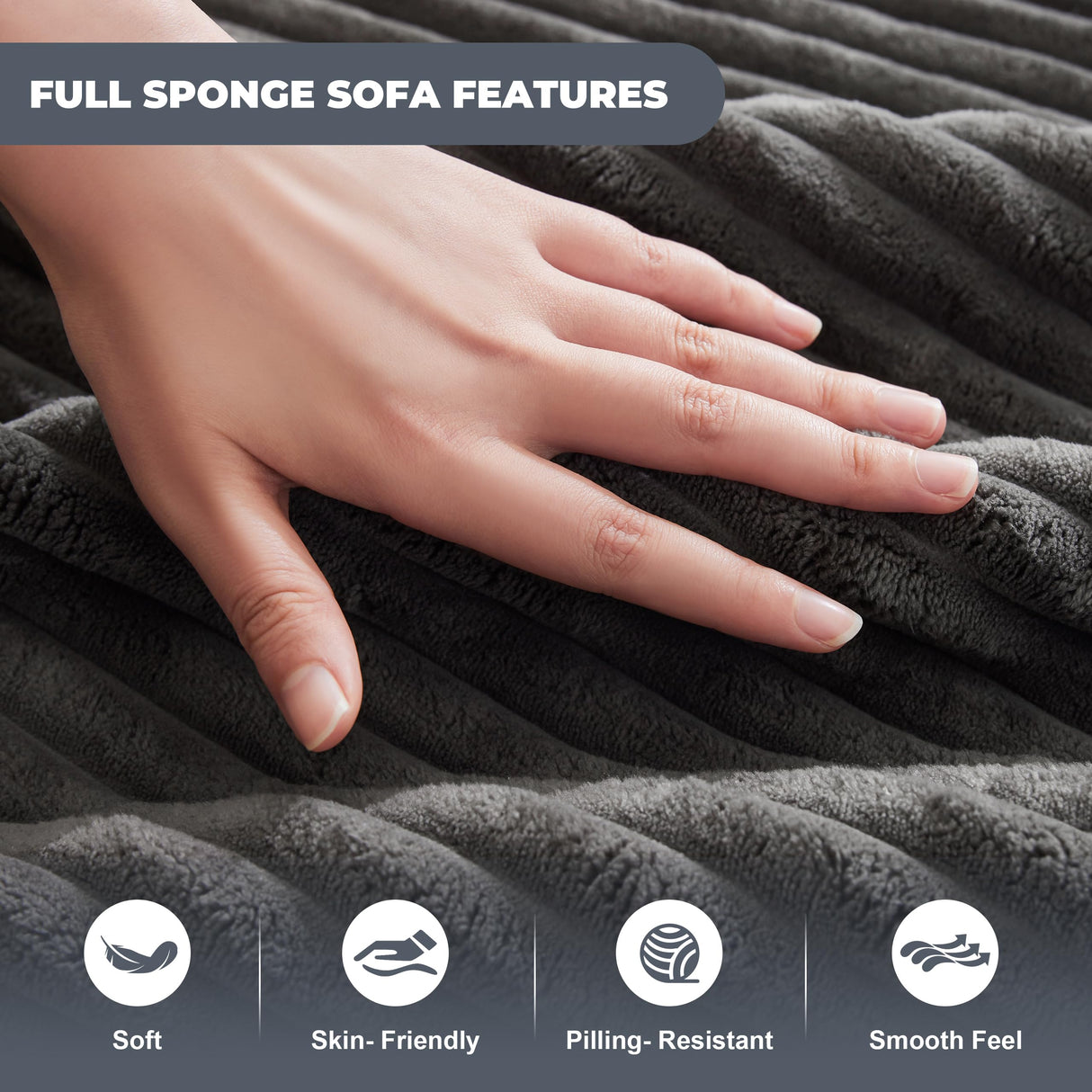 Mangodan Cloud Sectional Couch, Boneless Sofa for Living Room, Modular Sectional Sofa with Deep Seat, Fluffy Comfy Couch with L-Shaped Chaise, No Assembly Required, Dark Grey Mangodan