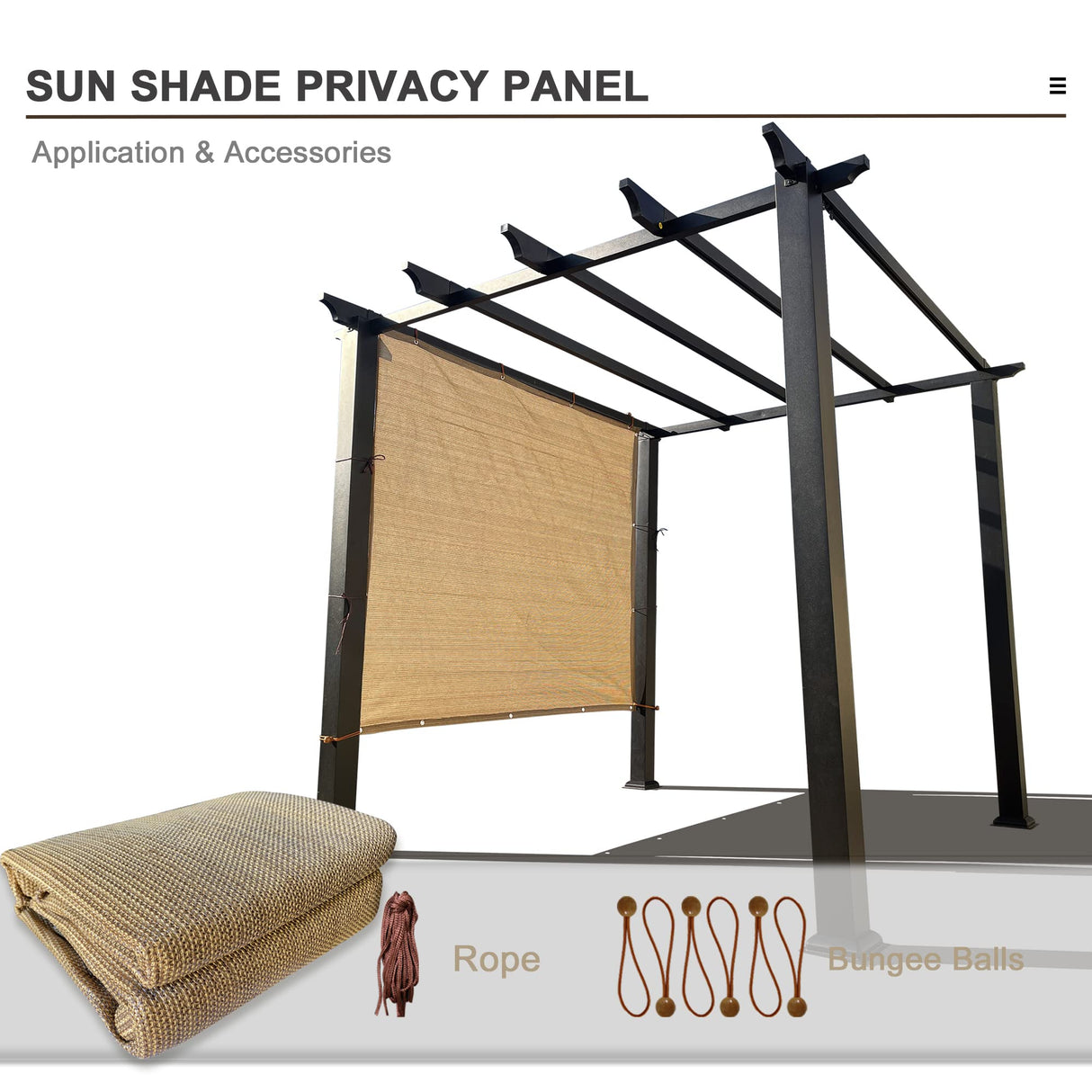 Alion Home Sun Shade Panel Privacy Screen with Grommets on 4 Sides for Outdoor, Patio, Awning, Window Cover, Pergola (8' x 6', Walnut) Alion Home