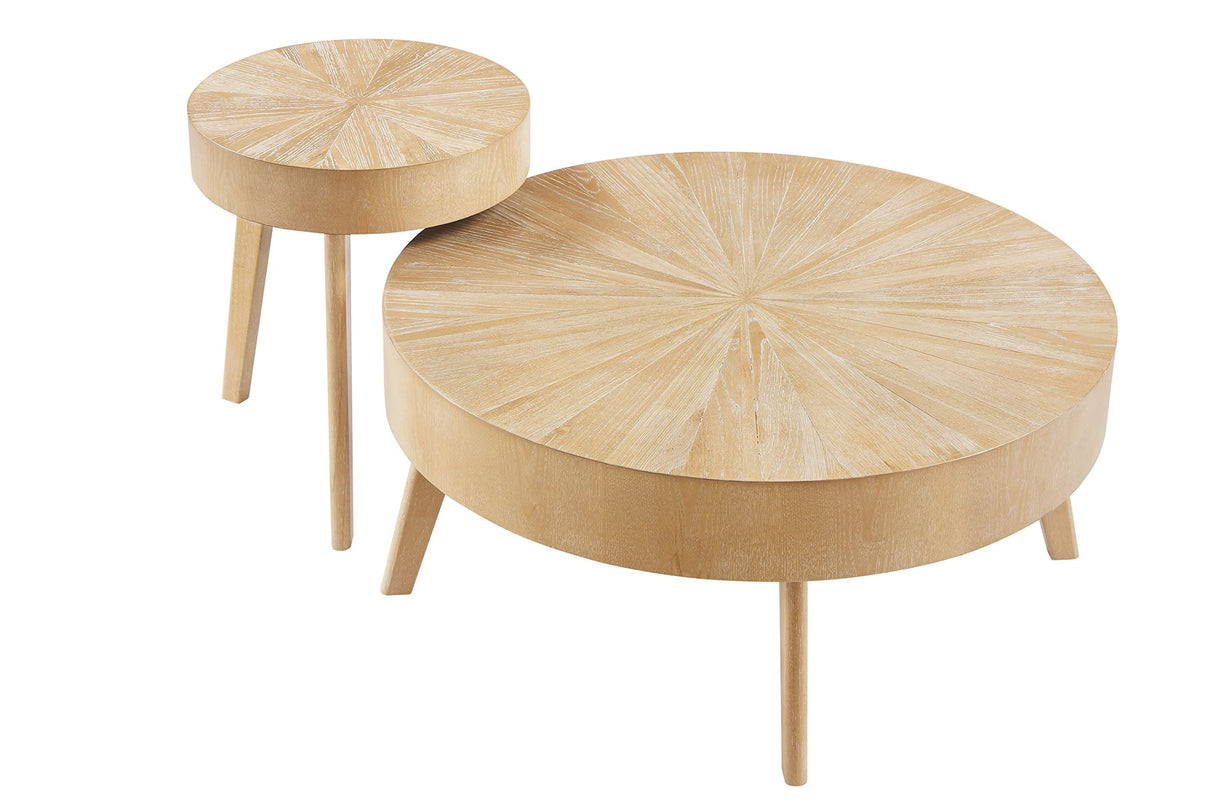 Gexpusm Round Wood Coffee Tables for Living Room, Farmhouse Circle Coffee Table, Rustic Mid Century Wooden Coffee Tables for Apartment, Easy Assembly (Only Coffee Table, 31.50" Dx31.50 Wx14.29 H) Gexpusm