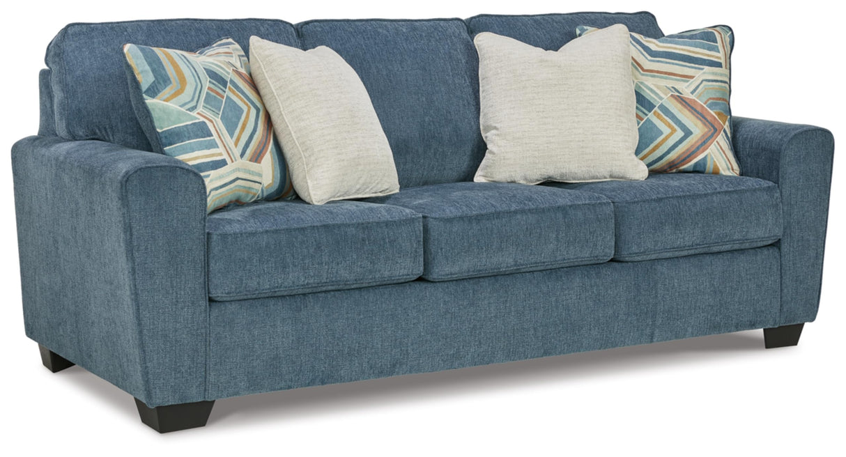 Signature Design by Ashley Cashton Casual 2-in-1 Sofa Sleeper with Folding Gel Memory Foam Mattress, Queen, Blue Signature Design by Ashley