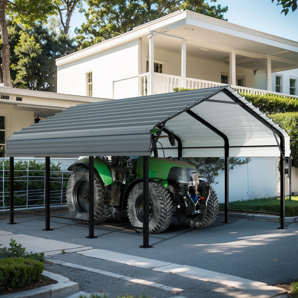 SUNLEI 12X15 FT Carport, Heavy Duty Carport Canopy with Galvanized Steel Roof and Frame, Metal Carport Upgraded Extra Large Garage for Pickup, Boat, Car and Tractors SUNLEI
