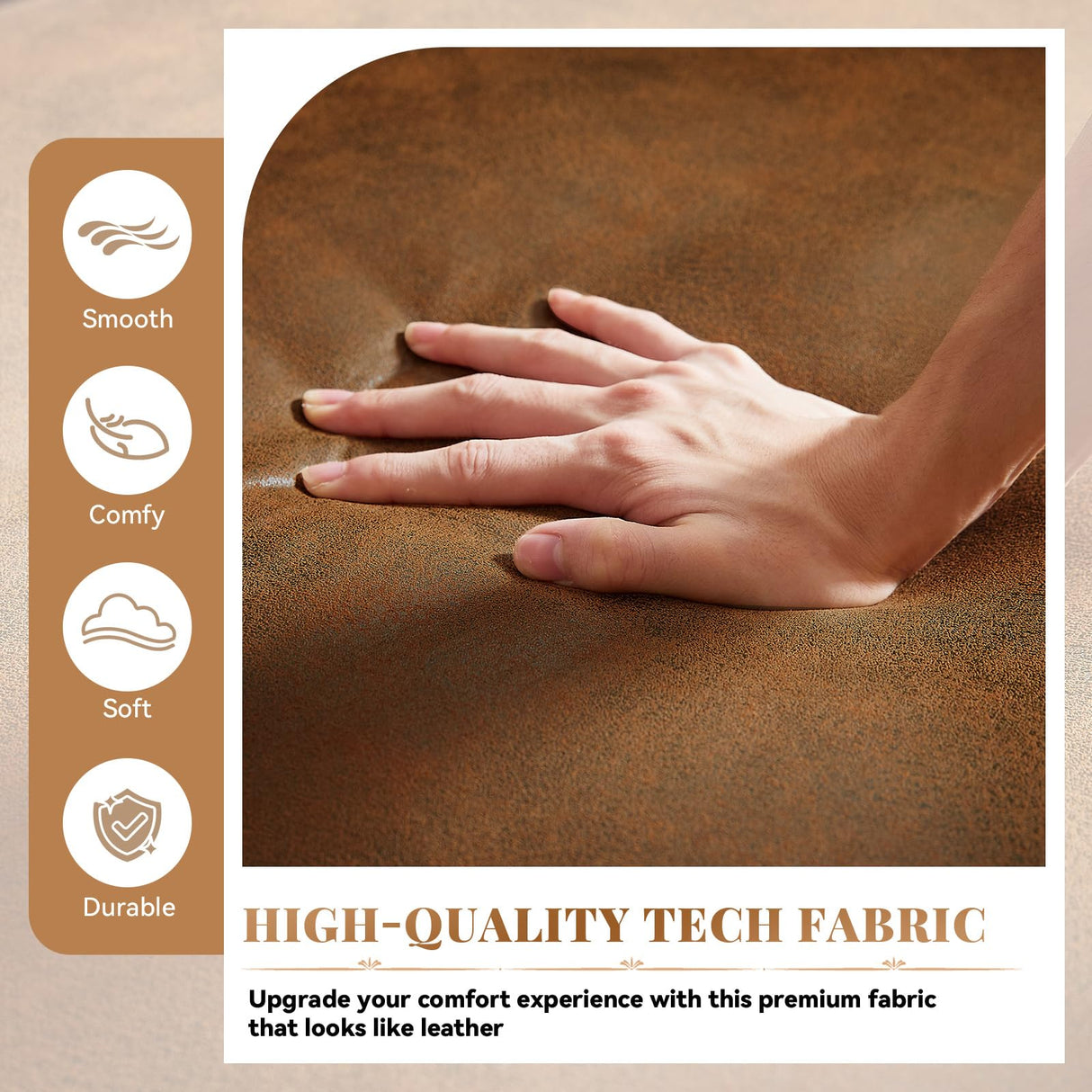 Modern Chesterfield Sofa Set for Living Room, 2 Piece Tech Fabric Furniture Sets 3 Seater Couch&Loveseat Sofa with Rolled Arms and Tufted Button, Office, Brown Antetek