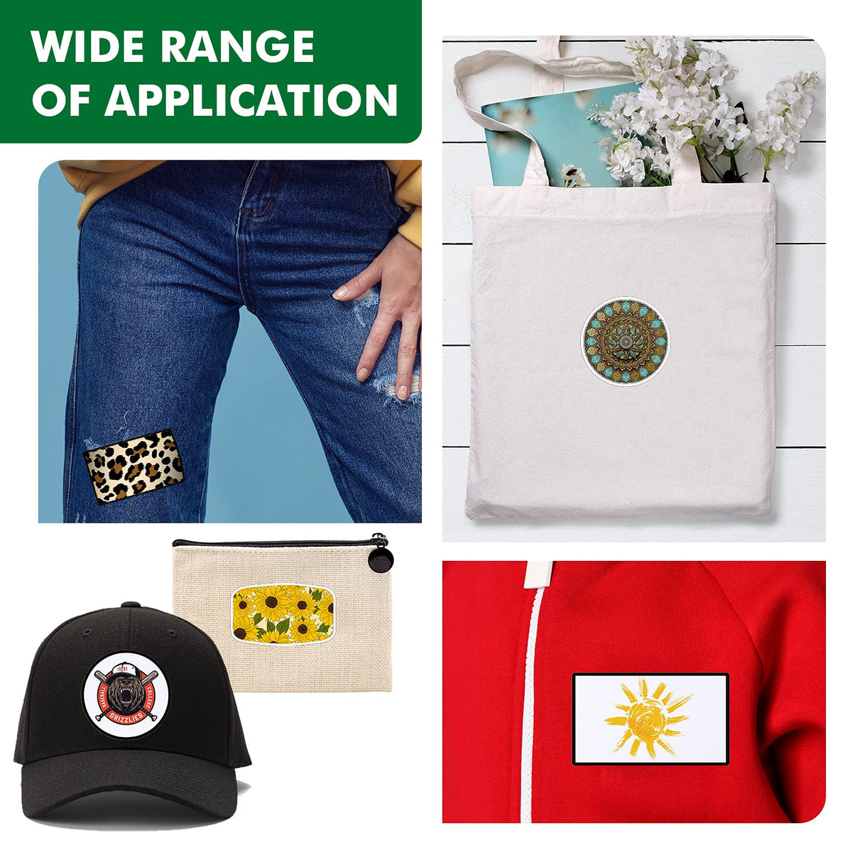 30 Pieces Sublimation Patches Fabric Iron-on Blank Patches 3 Shapes Repair Patches Sublimation Blank Hat Patch for DIY Crafts, Caps Clothes Shoes Bags Backpacks Uniforms (Black and White Frame) Waydress