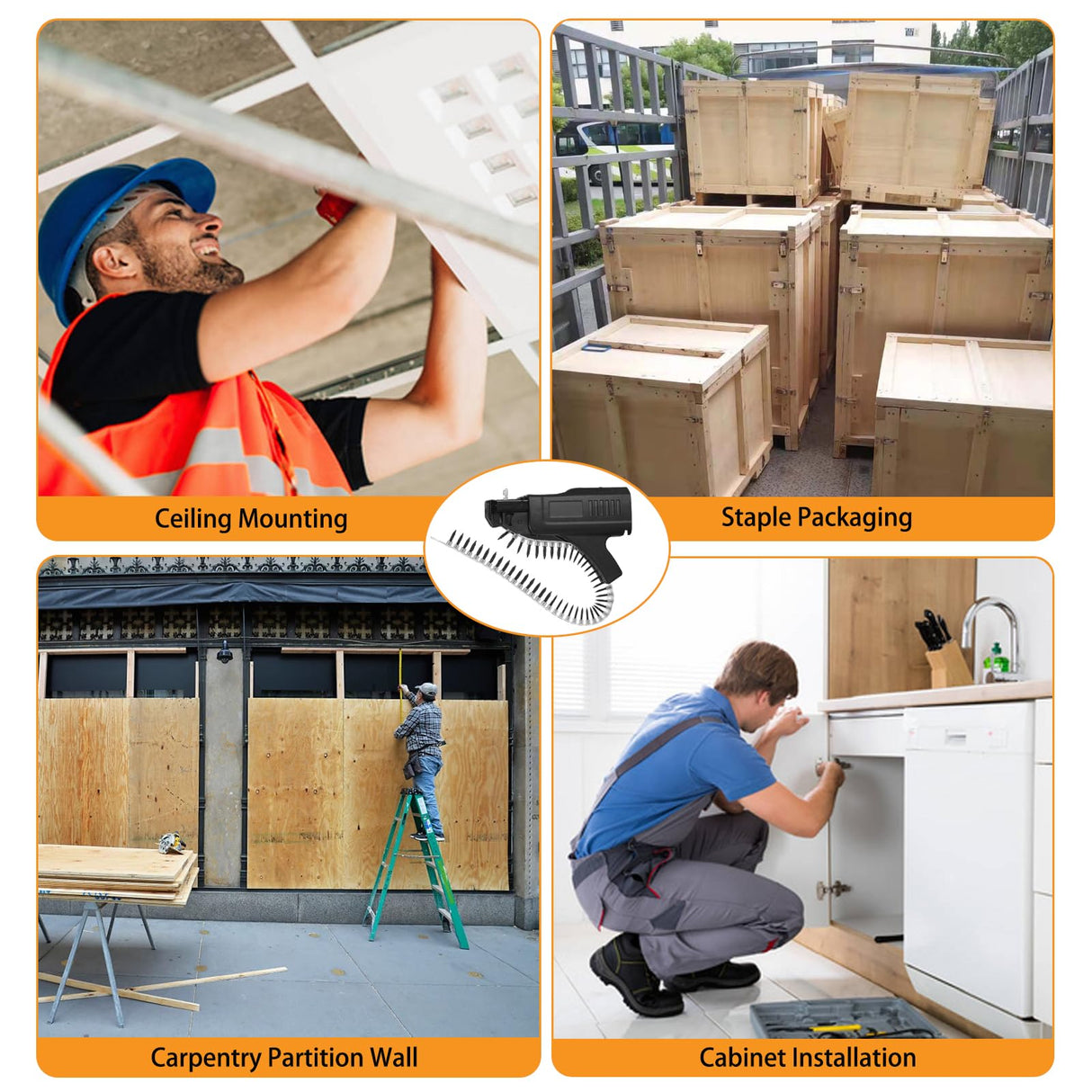 Kurras Drywall Screw Gun Automatic Chain Nail Gun Adapter,Auto Feed Screw Gun Collated Screw Gun Attachment Automatic Electric Drill Screw For Gypsum Board/Partition Wall/Wood Board/Ceiling kurras