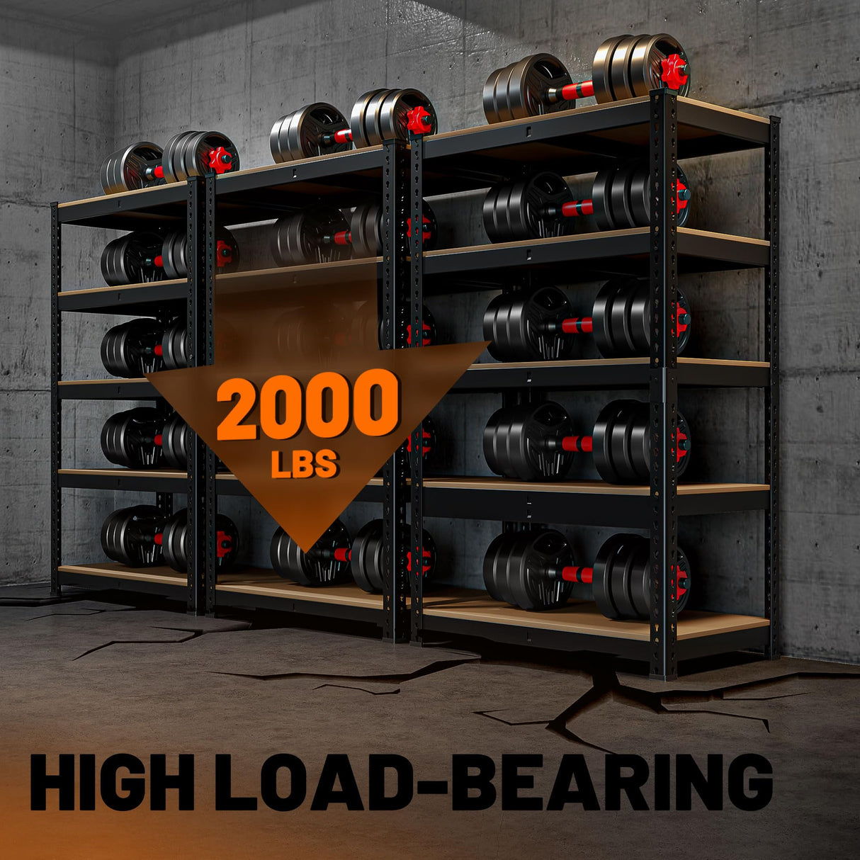 MAXLEAD Home Storage Shelves Adjustable Garage Shelving 5 Tier Heavy Duty Metal Shelving 2000LBS Garage Storage with Thickened Wood Board for Basement, Pantry, Kitchen, 59.8''H*11.8''D*27.5''W, Black MAXLEAD