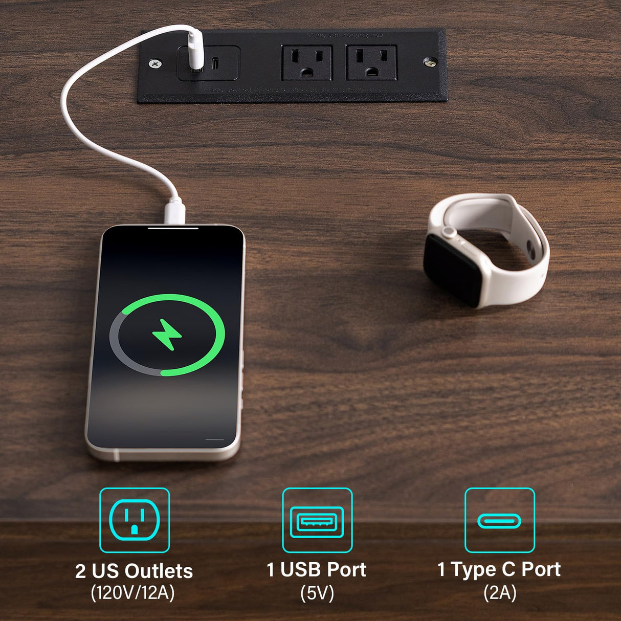 HOMMPA Set of 2 Open Shelf LED Nightstands with Charging Station Dark Walnut 2 Drawers Bedside Table with Led Light Smart Night Stand with Storage Wood Night Table Mid Century for Bedroom Furniture HOMMPA