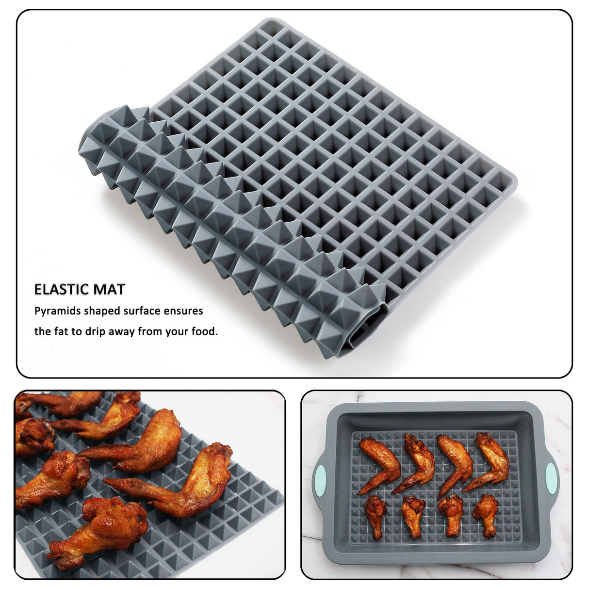 To encounter 8 in 1 Silicone Baking Set - 6 Silicone Molds - 2 Silicone Baking Mat, Nonstick Cookie Sheet, Cake Muffin Bread Pan with Grips and Metal Reinforced Frame More Strength, Light Grey To encounter