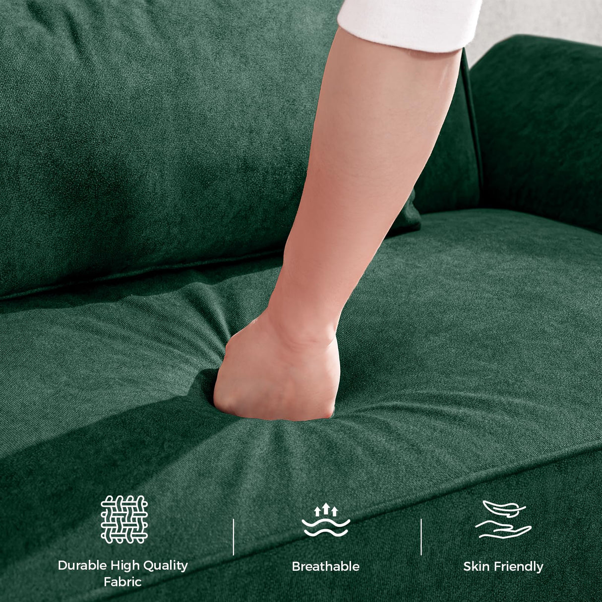 COPIAE 89” Futon Sofa Bed, Velvet Fabric Comfy Futon Couch Bed with 2 Square Pillows, Convertible Sleeper Sofa with Adjustable Backrest& Armrests, Modern Loveseat Sleeper for Living Room, Bedroom COPIAE