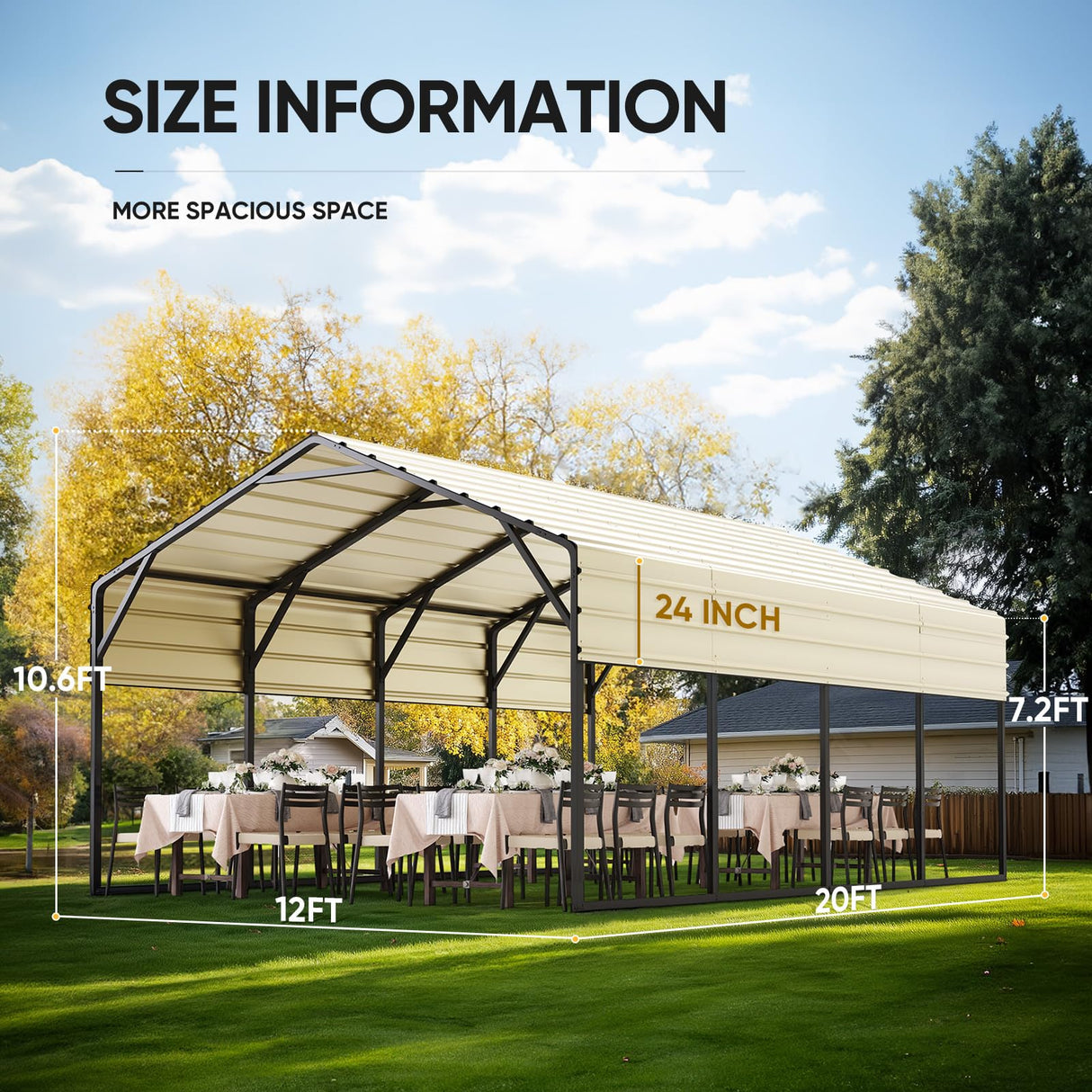 ADVANCE OUTDOOR Metal Roof Carports Kits 12x20 ft Heavy Duty Steel Car Canopy Hard Top Garage ADVANCE OUTDOOR