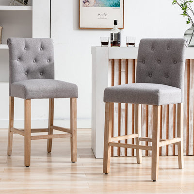 GOTMINSI 26" Bar Stools Set of 2 for Kitchen Island Upholstered Counter Height Bar Stools with Button Tufted Decoration Barstools Home Kitchen Island