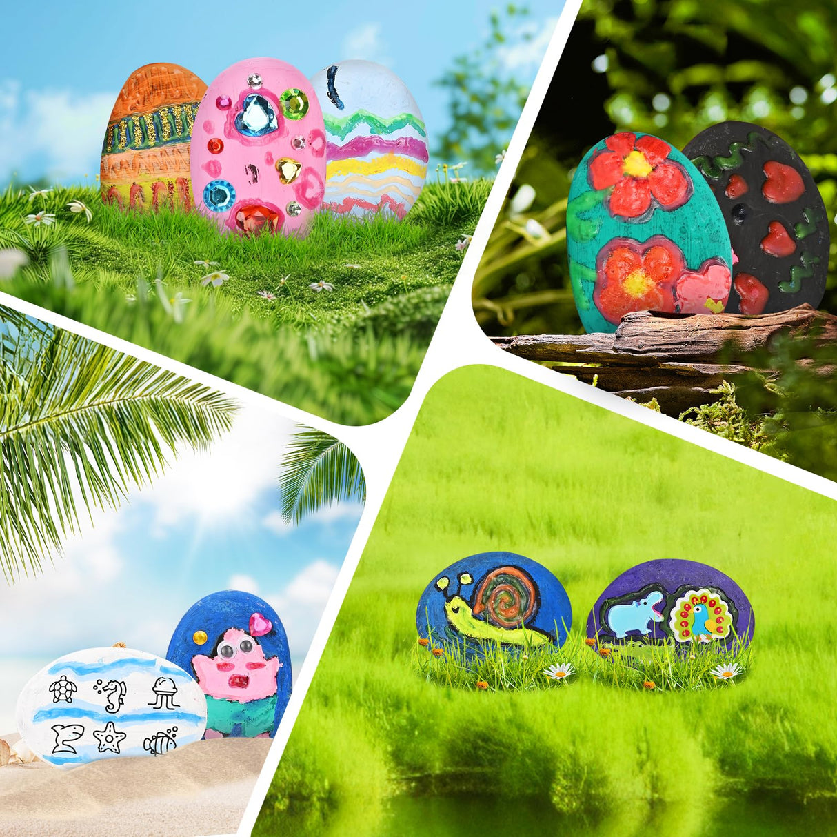 PiediaFos Rock Painting Kit for Kids Ages 6-12, Arts and Crafts Kit, Kids Craft Paint Kits, Glow in The Dark Rocks to Paint, Perfect Birthday & Holiday Gift, Easter Basket Stuffers PiediaFos