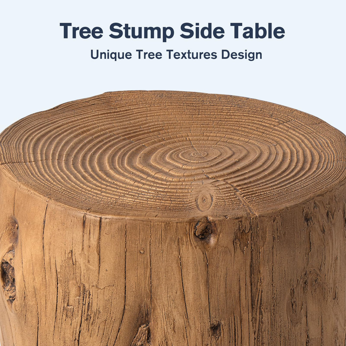 HOMPUS Concrete Outdoor Side TableSet of 2, 2 Piece Tree Stump Modern Round Coffee Table Accent Table Set Plant Stand Faux Wood End Table Garden Stool for Patio,Home Decor, Living Room, Oak HOMPUS