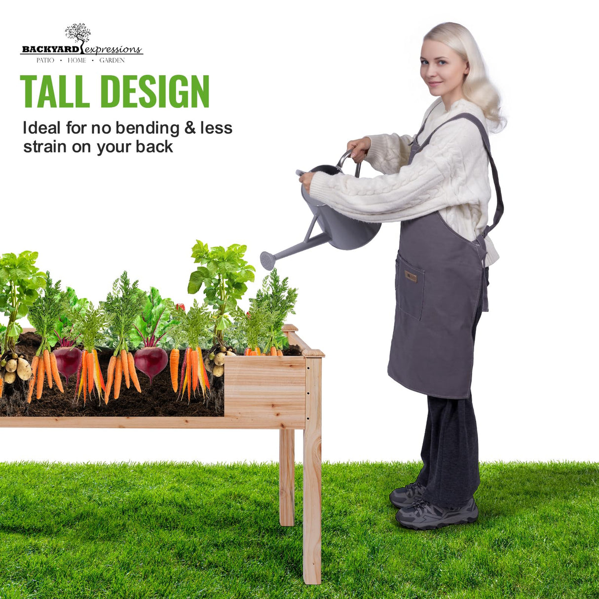 Backyard Expressions Wooden Raised Garden Bed | 48" x 24" x 30" Elevated Planter Box with Included Bed Liner | Outdoor Vegetable, Flower, and Herb Gardening BACKYARD EXPRESSIONS PATIO · HOME · GARDEN