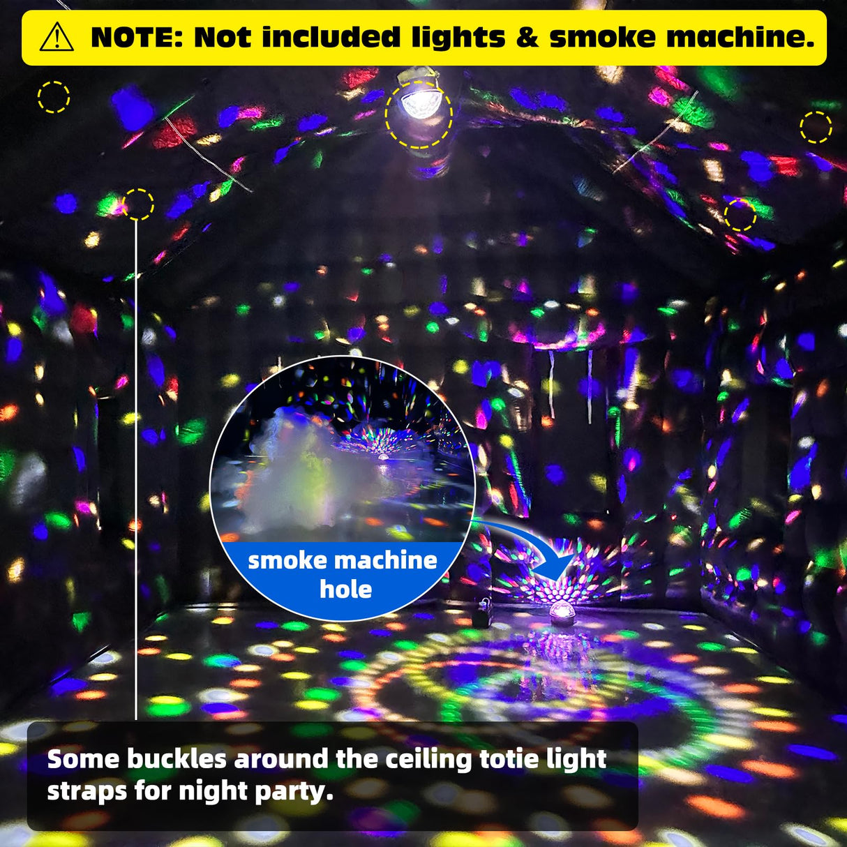 WARSUN 30x20x13Ft Inflatable Nightclub with Two 680W Blowers Large Black Inflatable Night Club Party Tent Disco Cube Gazebo Event House for Birthday, School Events, Backyard Party, Rental Business WARSUN