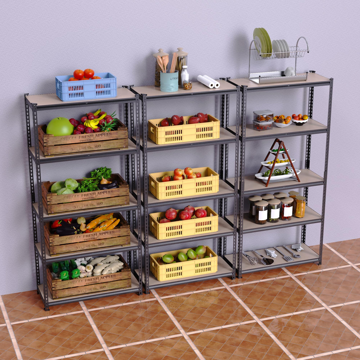 ZEUKMXOO Storage Shelves Garage Shelving Unit Heavy Duty,Metal Racks for Stoage 60 inchs,5 Tier Garage Organization, Adjustable Steel Rack for Closet, Pantry, Warehouse,2000LB ZEUKMXOO