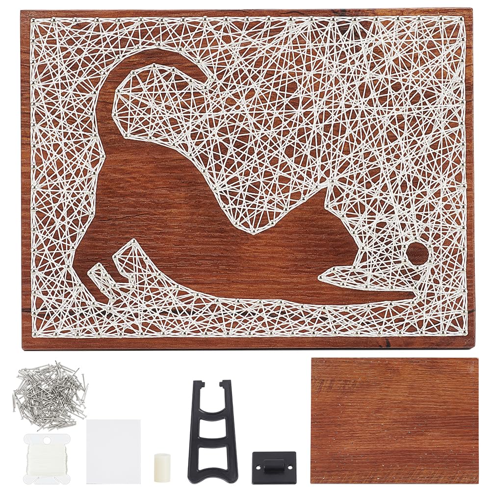 INFUNLY Cat String Art Kit Handmade DIY Craft Kit for Adults Creative Handmade Kit for Pet Lovers Wooden Frame Board with Pre Punching DIY Home Art Project for Beginners Cat Wall Art for Bedroom Decor INFUNLY