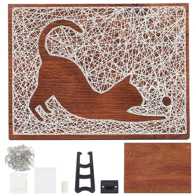 INFUNLY Cat String Art Kit Handmade DIY Craft Kit for Adults Creative Handmade Kit for Pet Lovers Wooden Frame Board with Pre Punching DIY Home Art Project for Beginners Cat Wall Art for Bedroom Decor
