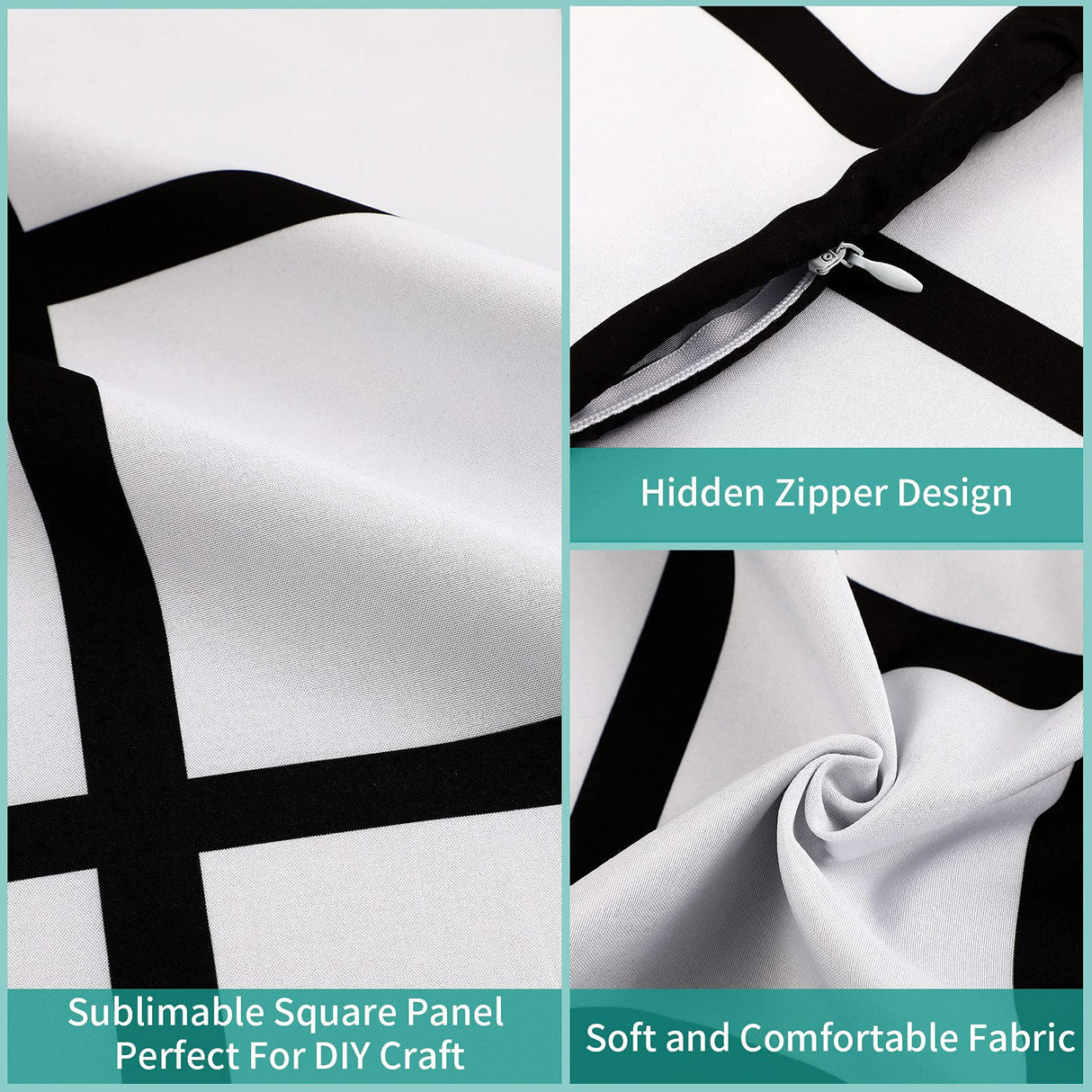 Sublimation Blank Panel Pillow Case 16 x 16 Inches DIY Polyester Cushion Cover 9 Photo Panel Throw Pillowcase for Printing Sofa Couch No Pillow Insert (6) Sieral