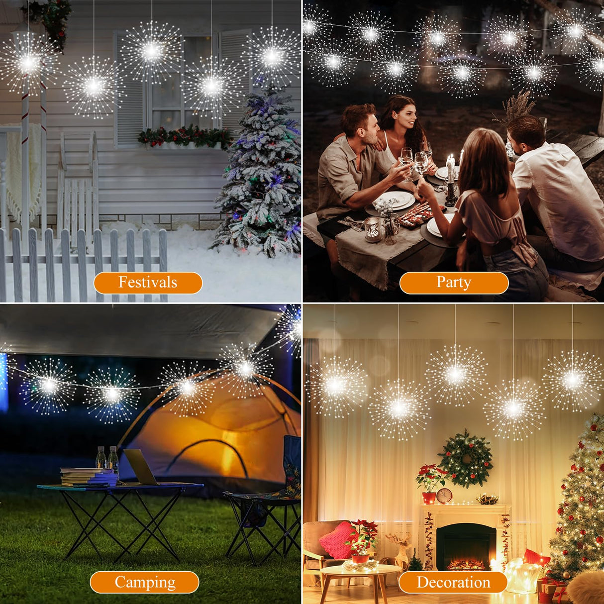 DoonDar 5 Pack 1000 LED Plug in Firework Lights Starburst Lights for Christmas Garden/Patio/Wedding/Party/Bedroom Outdoor or Indoor Decor,Waterproof Twinkle Light with 8 Modes(Cool White) DoonDar