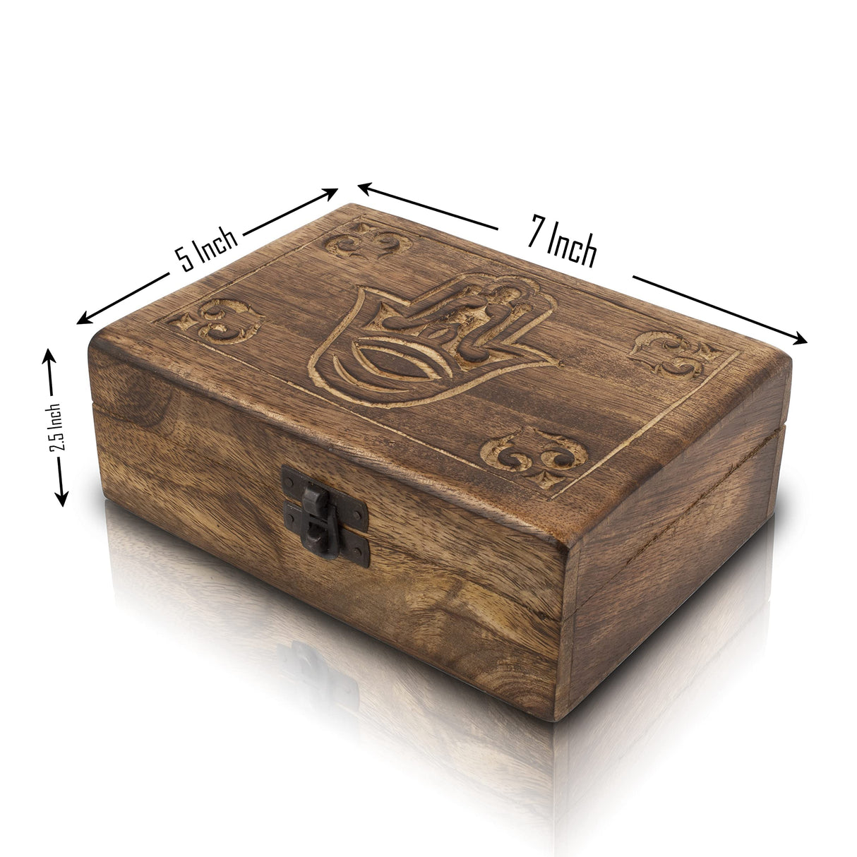 Great Birthday Gifts Handmade Decorative Wooden Jewelry Box Hamsa Hand Carving Jewelry Organizer Keepsake Box Treasure Chest Trinket Holder Watch Box Storage Lock Box 7 x 5 Inches Housewarming Gift The Great Indian Bazaar