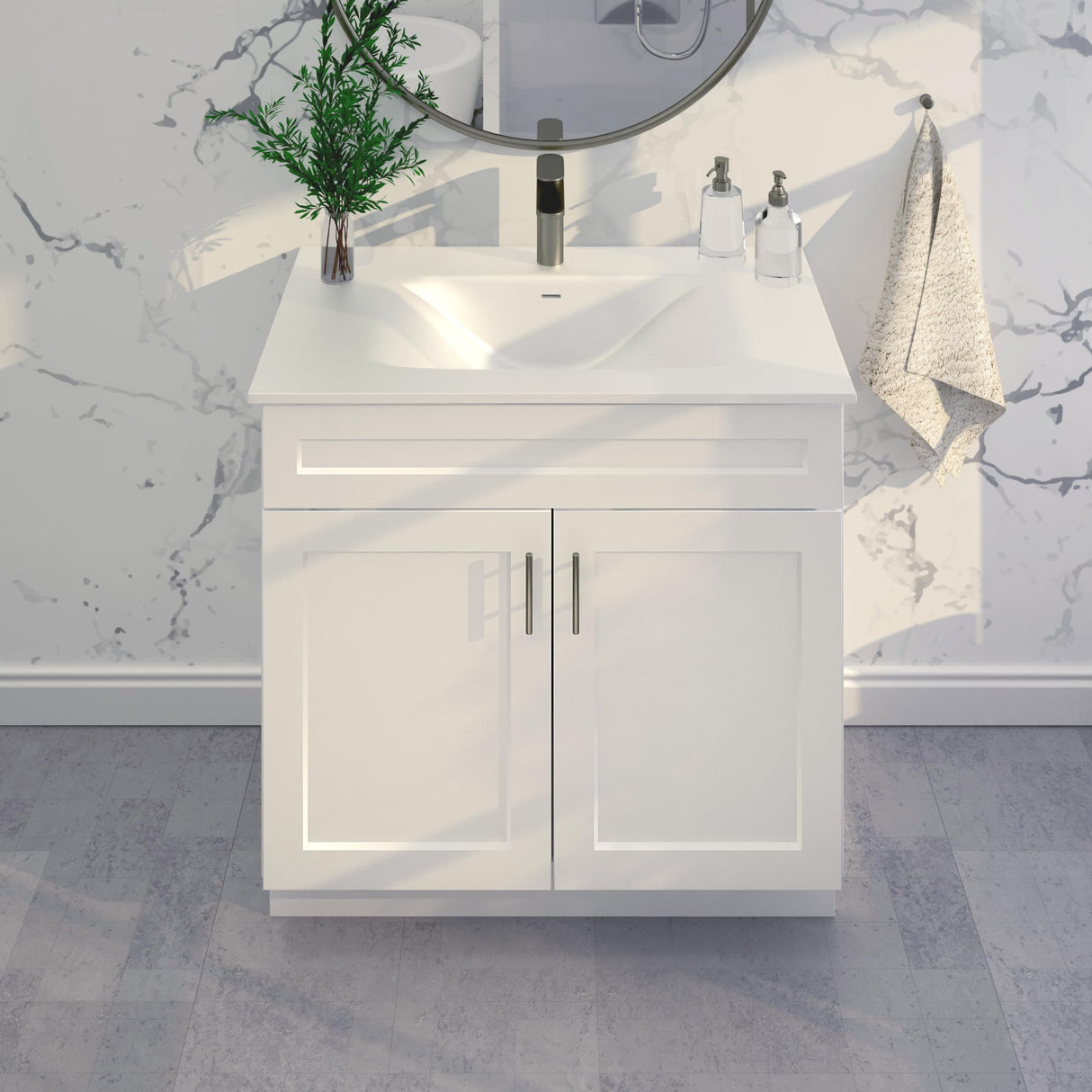 Bathroom Vanity Sink Base Ready-to-Assemble Bathroom Cabinet 24"/30'/36" Width (Vanity Base in White Shaker, 36 inch) Vanity Atelier