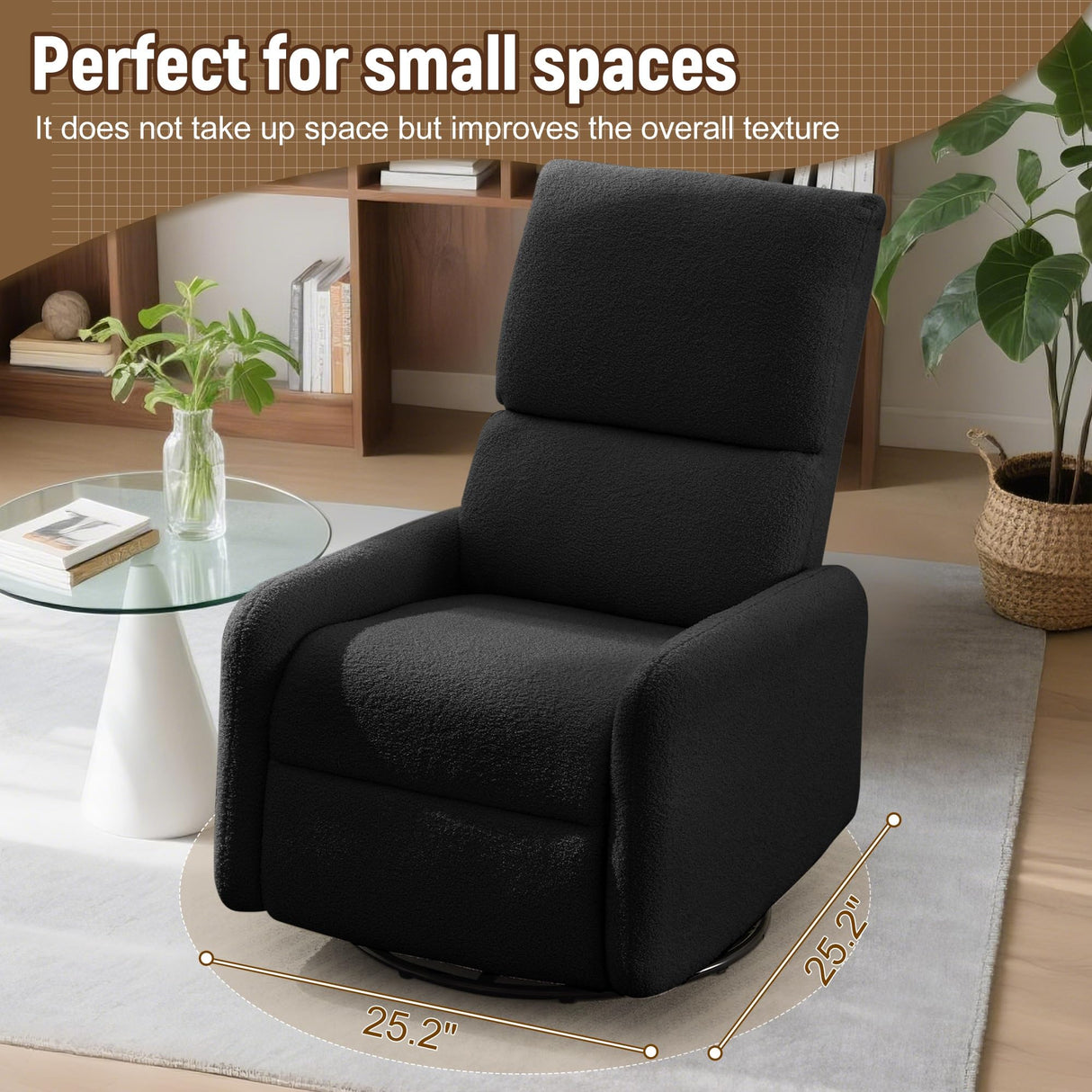 Korser 360° Swivel Glider Chair, Rocking Chair Nursery with Side Pockets, Deep Cushioned Seat, Nursery Chair with Steel Structure Base, Sherpa Swivel Chairs for Living Room, Bedroom, Baby Room Korser