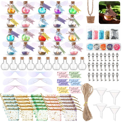 Jinei 262 Pieces Mystery Potion Craft Kit with 36 Magic Witch Potion Bottles Fairy Wing DIY Magic Fairy Bottle Set for Christmas Decorations Birthday Creative Gift Filling Supplies