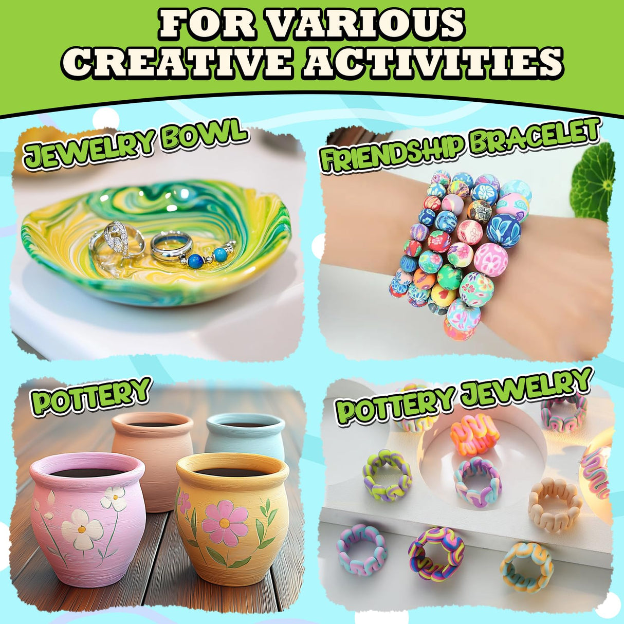 Premium Air Dry Clay for Kids - Natural Modeling Pottery Clay for Wheel, 3.3lbs Kids Arts & Crafts Supplies for School Classrooms, Easter Gifts Toy for Kid, White Aujazyble