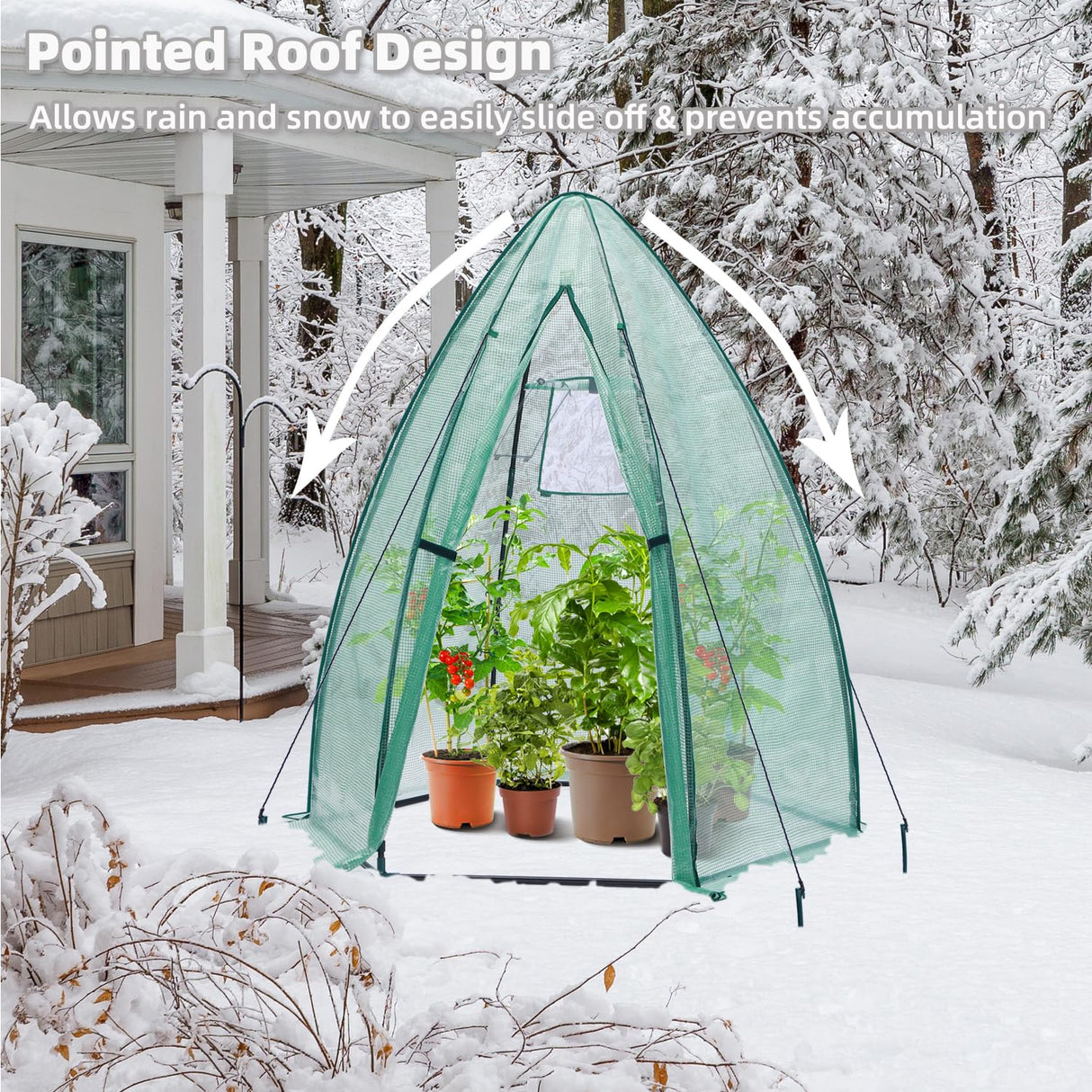 Portable Plant Protector from Animals, Ohuhu Greenhouse for Outsides with Durable PE Cover, Heavy Duty Green House with Zippered Door Mesh Window for Vegetables Flowers Fruits Herbs, 63x54x71 Inch Ohuhu