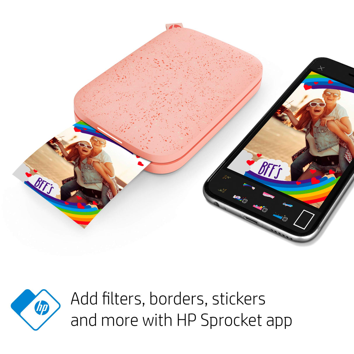 HP Sprocket 2x3" Instant Smartphone Photo Printer - Portable Color Wireless Mobile Printer - Zink Sticky-Back Photos - Print from Compatible iOS & Android Devices with Bluetooth w/Fun App - Pink HP