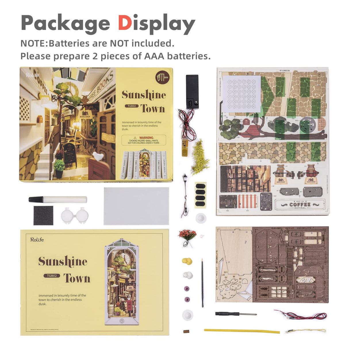 Rolife LED Book Nook Kit-Decorative Bookend Stand-3D Wooden Puzzle for Adults-Bookshelf Insert Booknook-Room Decor for Teen Girls Boys Women Men Rolife