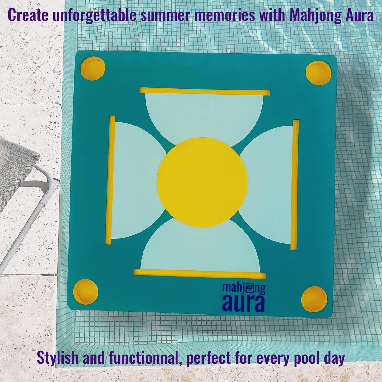 Mahjong Aura - Floating Mahjong Table for Pool - Swimming Pool and Hot Tub Float Board for Card Games, Scrabble, Dominoes, Poker - Adults Pools Game Tray for Water and Lake - Domino Floater Tables Mahjong Aura