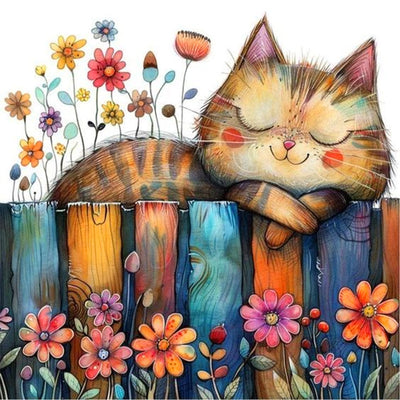ijbnhd Cute Cat Diamond Art Kits for Adults, DIY Cat Diamond Painting Kits for Adults, 5D Flowers Full Drill Gem Art for or Crafts Home Wall Decor Gift 14X14inch