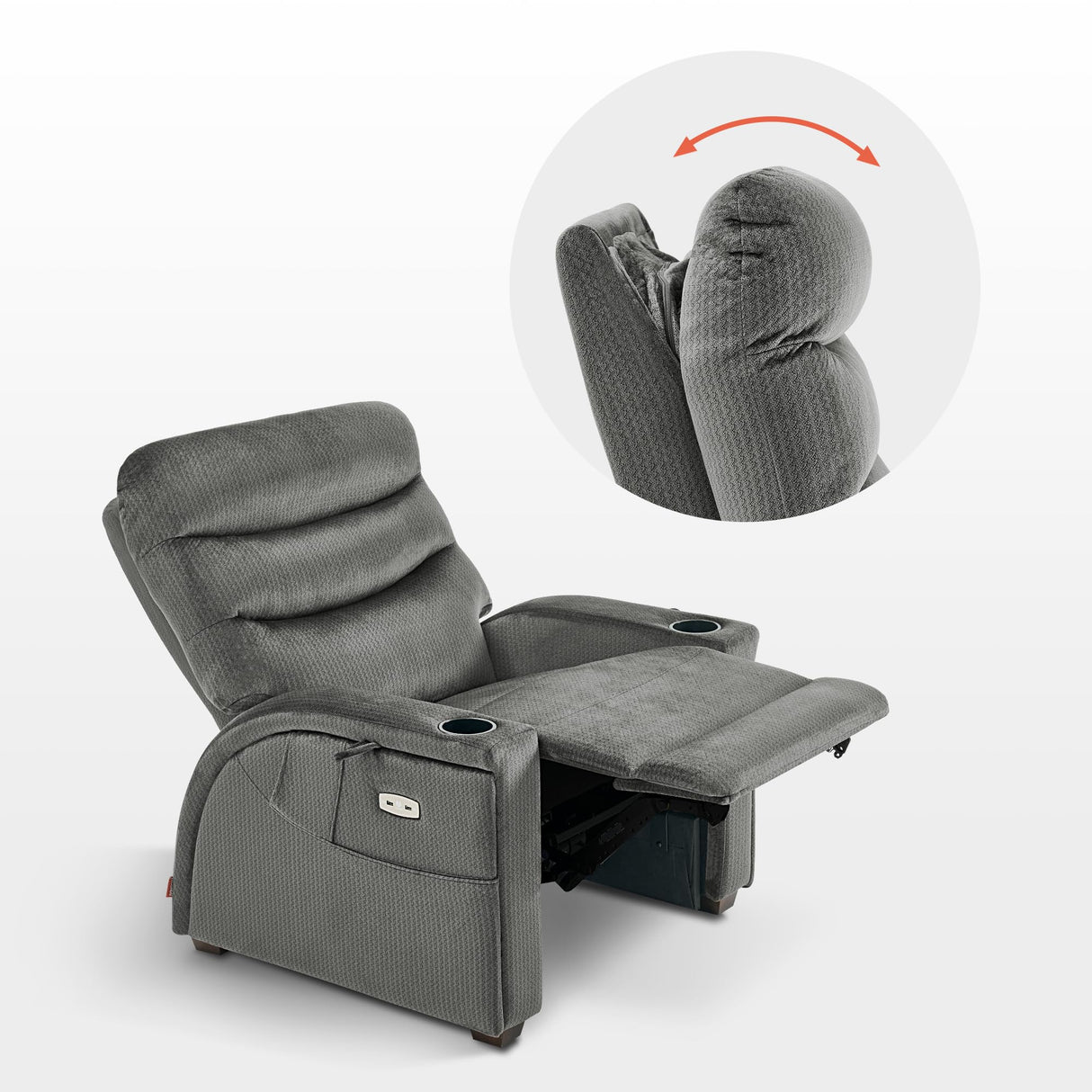 MCombo Power Zero Gravity Recliner Chair with Adjustable Headrest for Living Room, Fabric ZG334 (Neutral Grey) MCombo