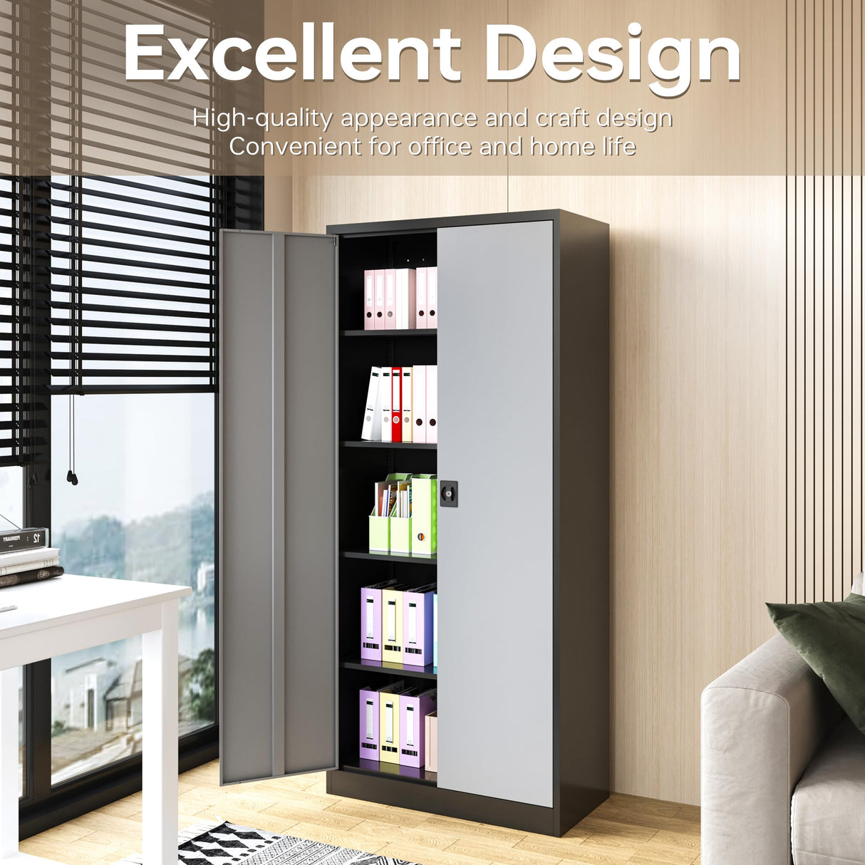 SISESOL Metal Garage Storage Cabinet with Doors and Shelves, 71" Multifunctional Garage Storage Closet Large Garage Locker with Adjustable Shelves & Locking Doors Steel Snapit Storage Tall Cabinet SISESOL